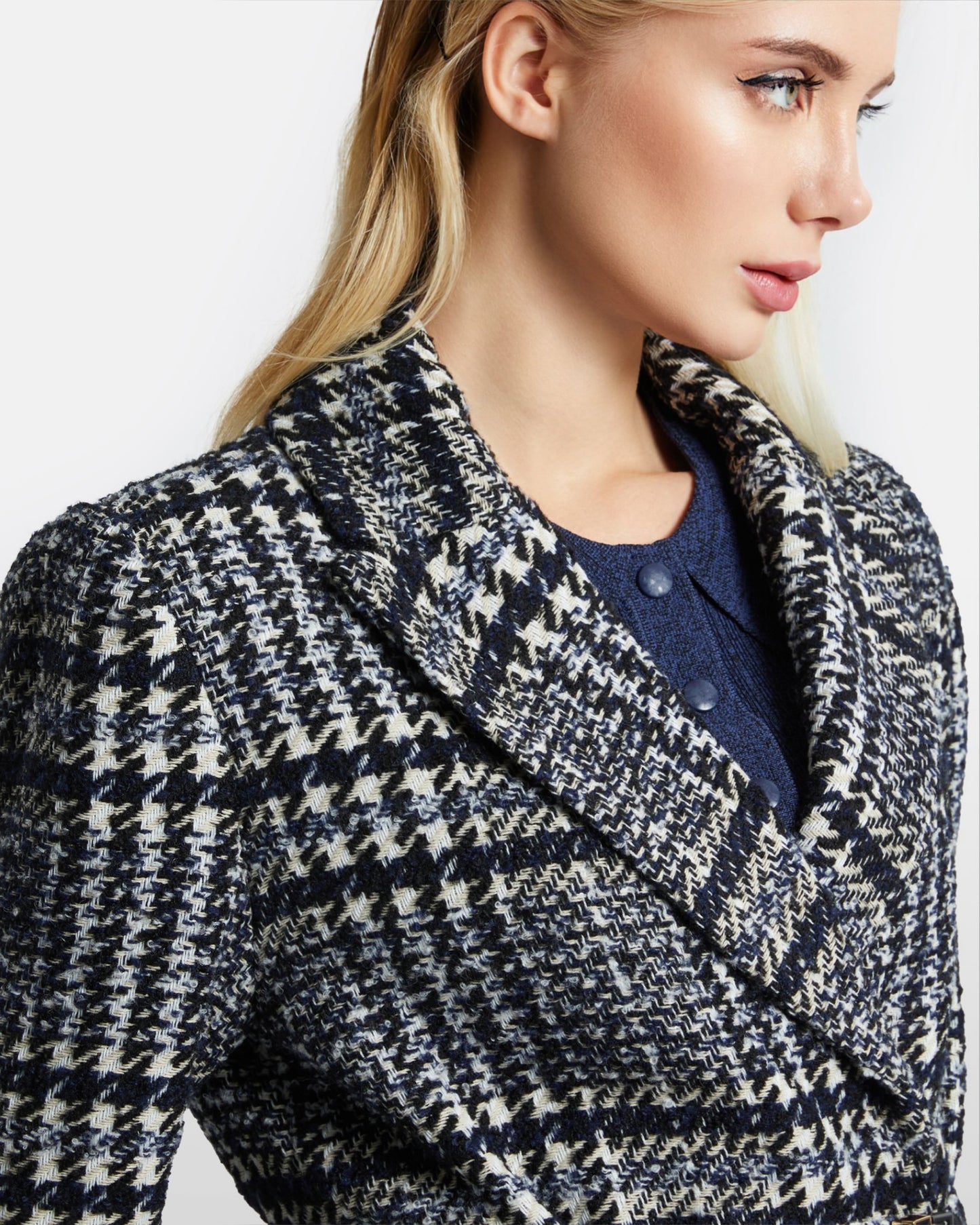 Monochrome Tweed Overcoat