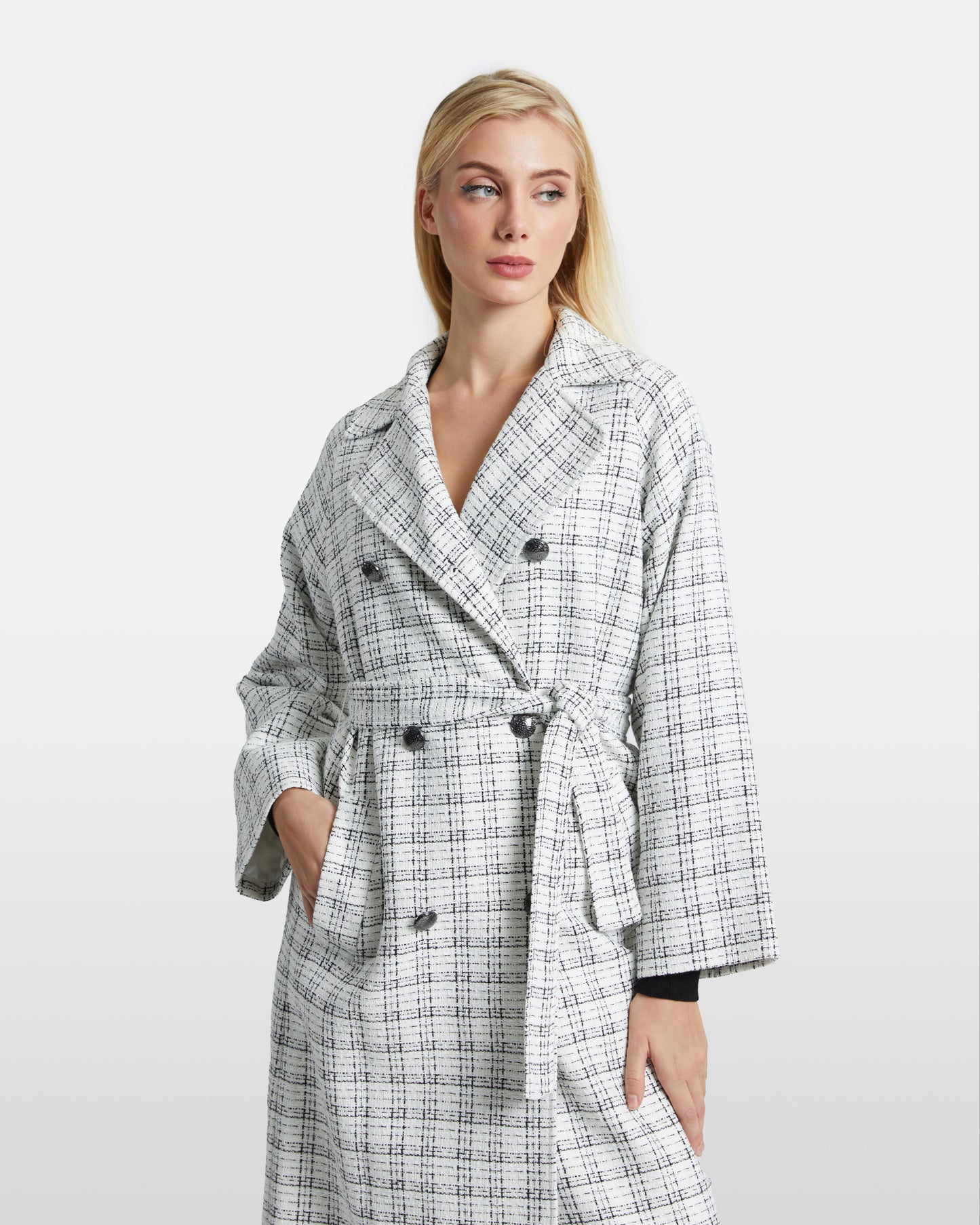 Plaid Tweed Overcoat