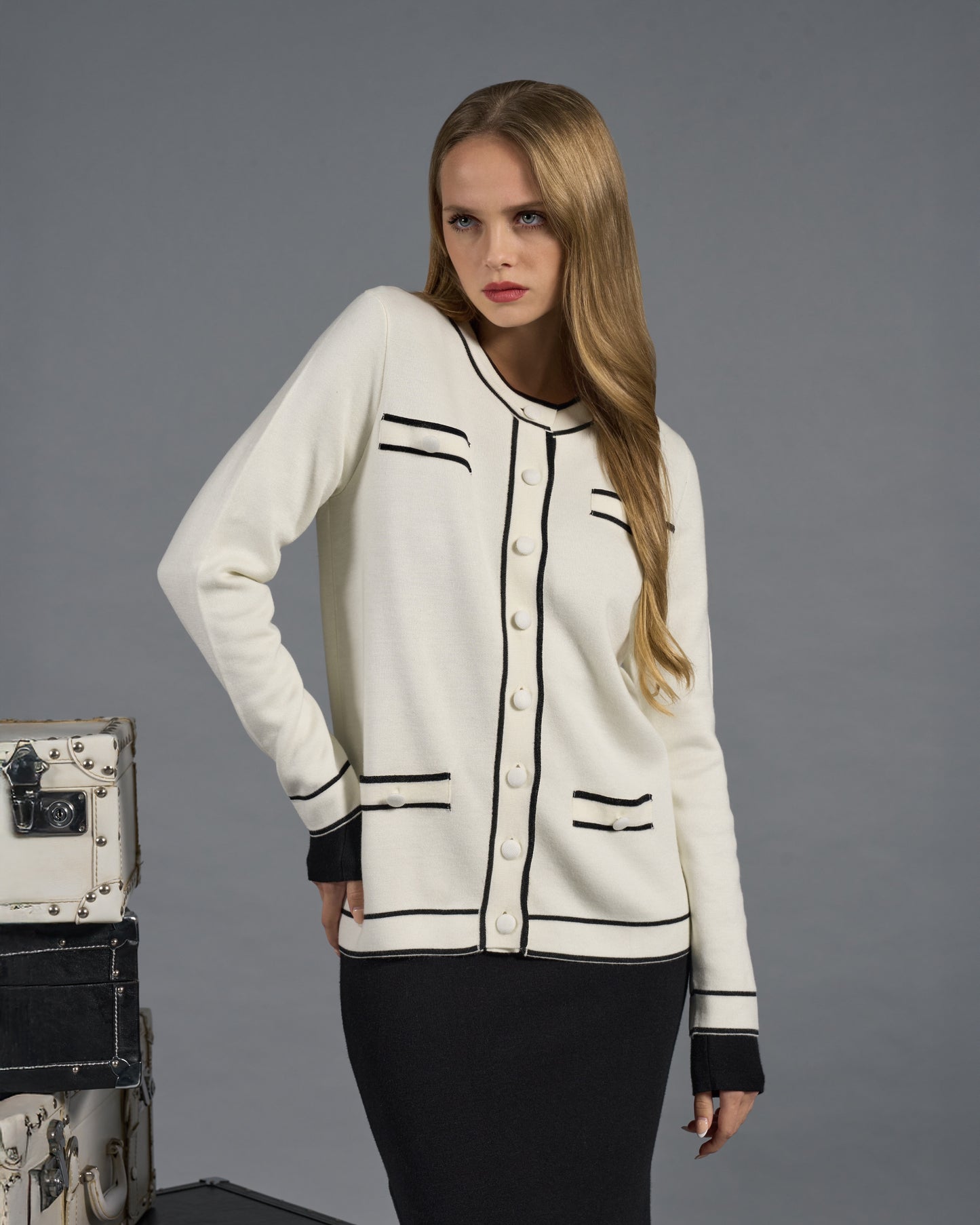 Contrasting Accents Cardigan