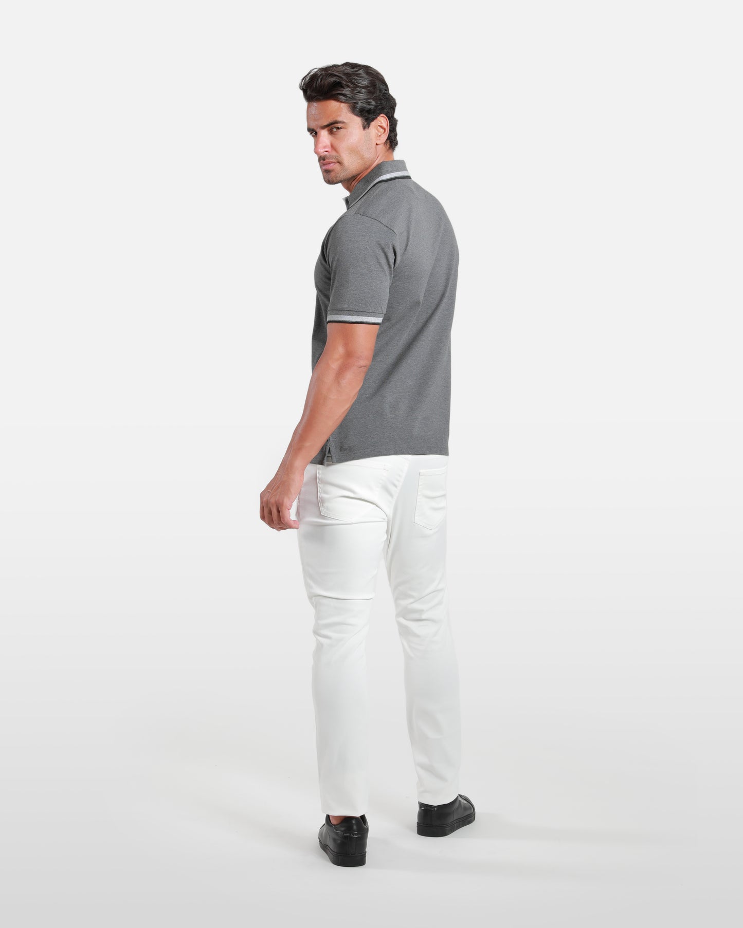 Contrast Striped Cotton Polo Shirt
