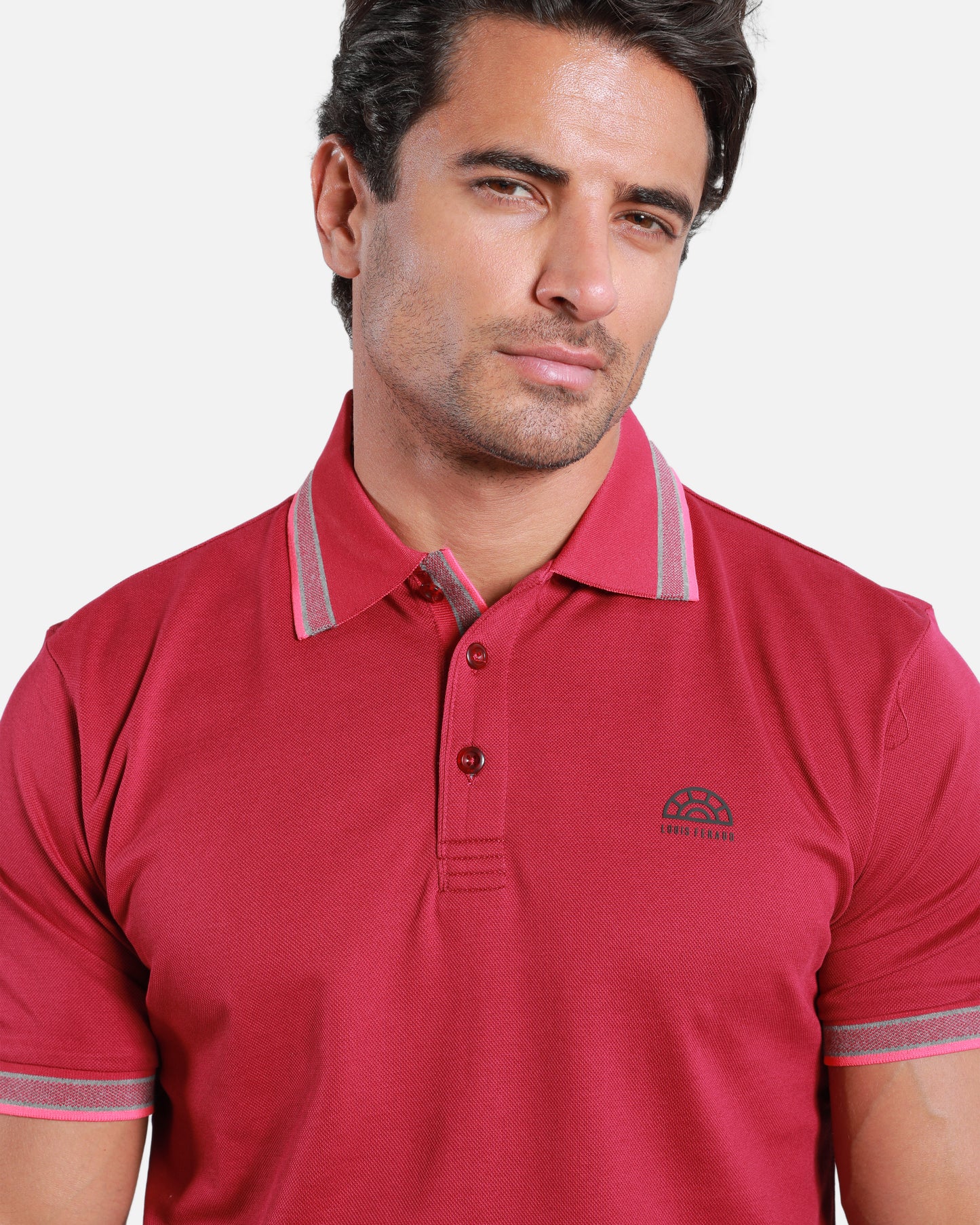 Striped Collar Cotton Polo Shirt