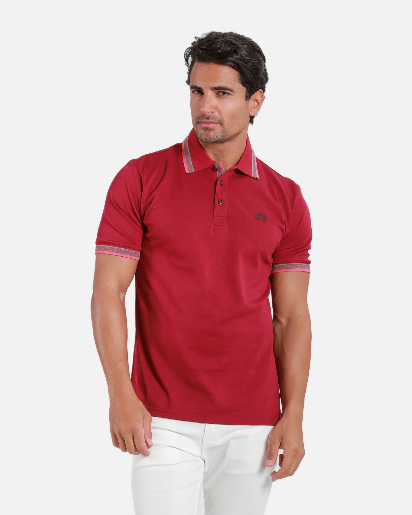 Striped Collar Cotton Polo Shirt