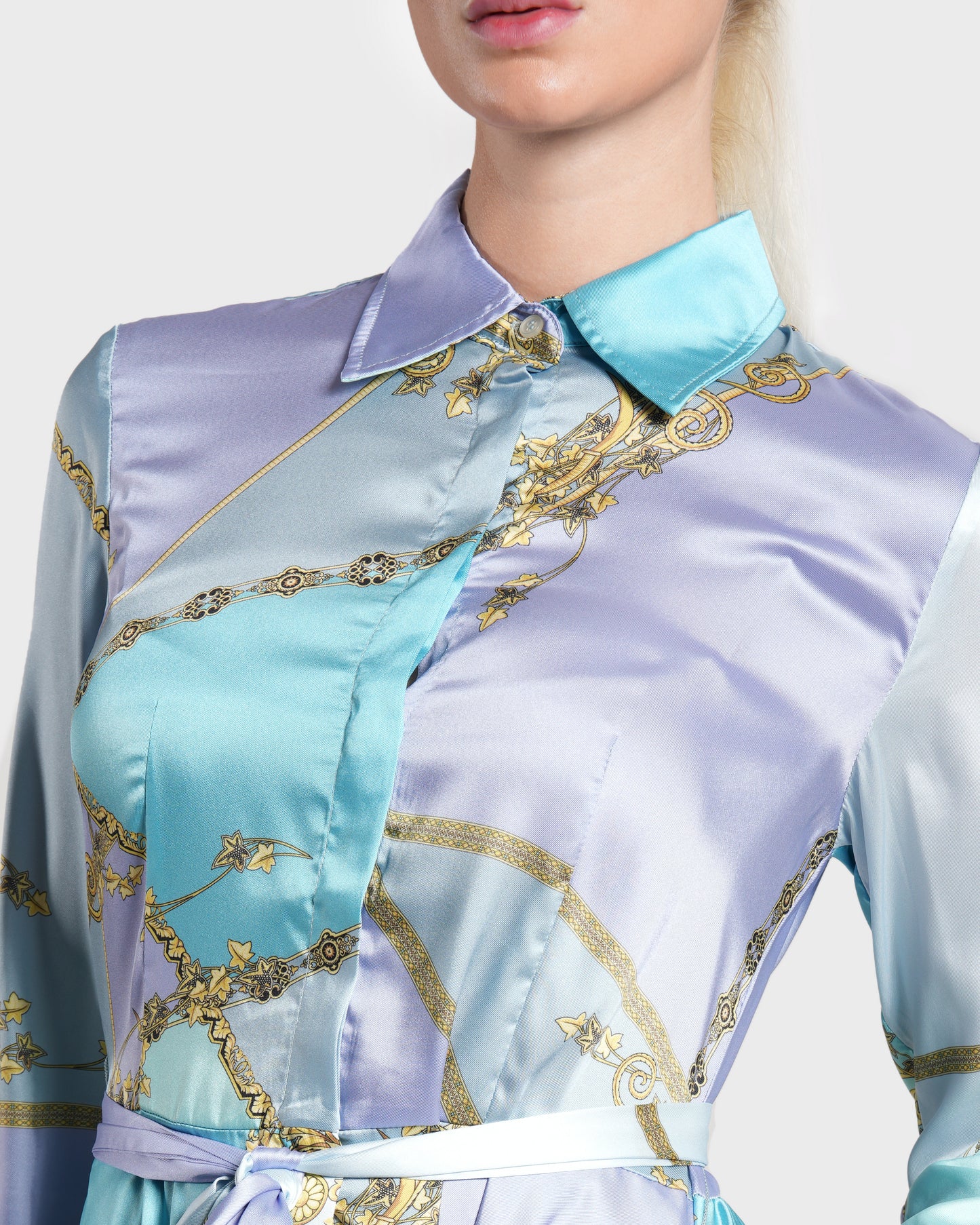 Multicolored Baroque Print Shirt Dress