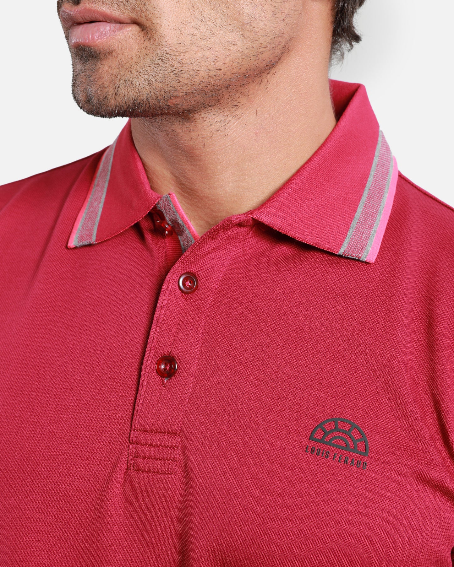 Striped Collar Cotton Polo Shirt
