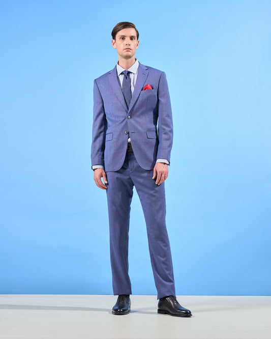 Blue Yarn-Dyed Woven Suit
