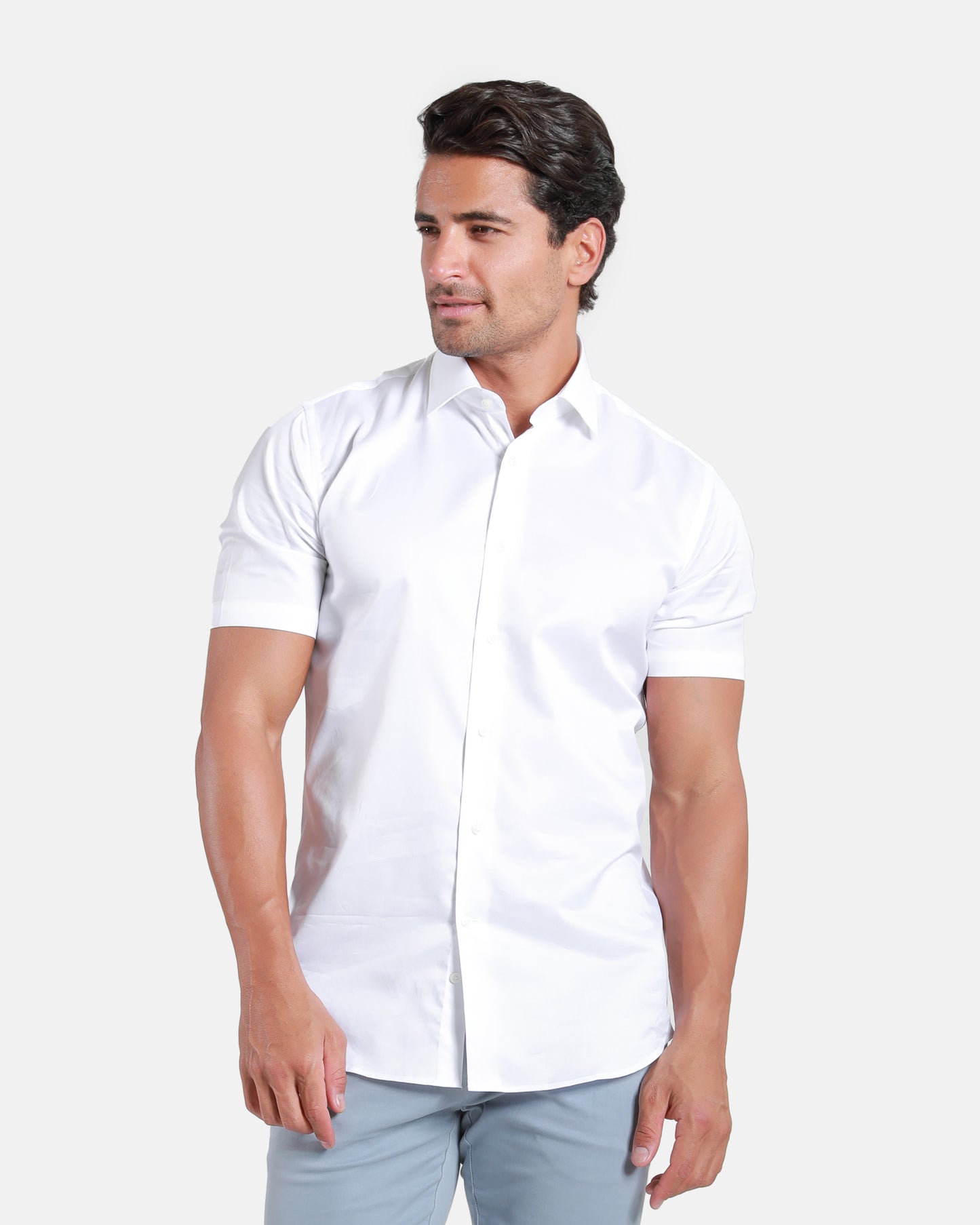 Plain Short Sleeve Cotton Shirt