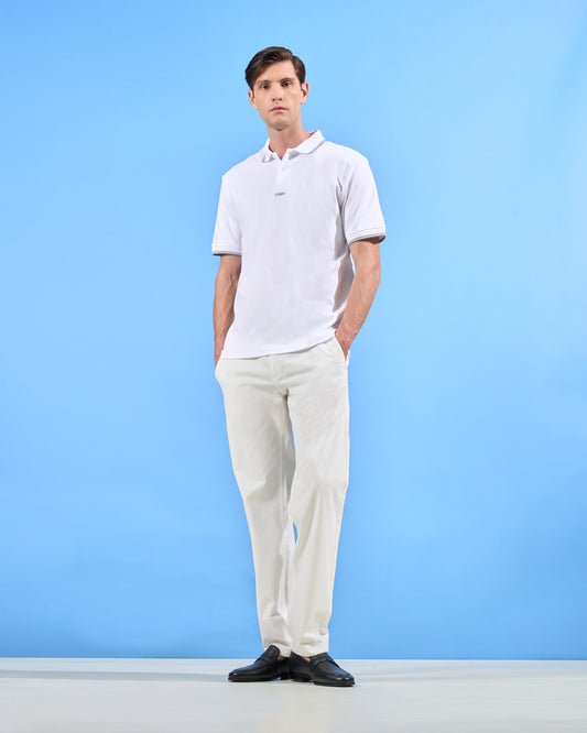 White Polo Contrast Grey Tipping