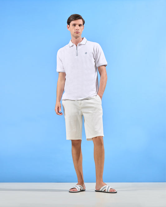 Classic White Polo with Embroidery
