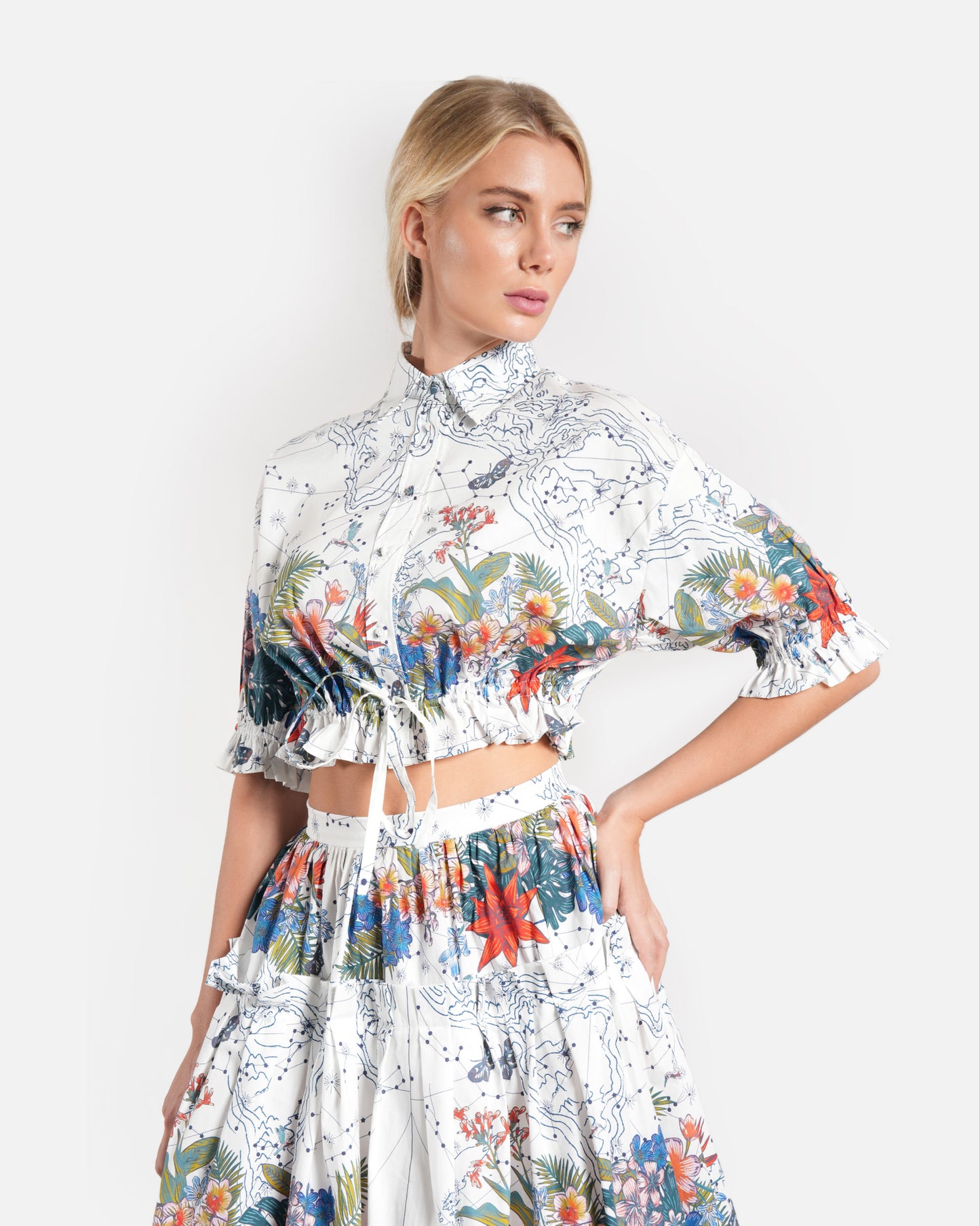 Floral Printed Drawstring Top