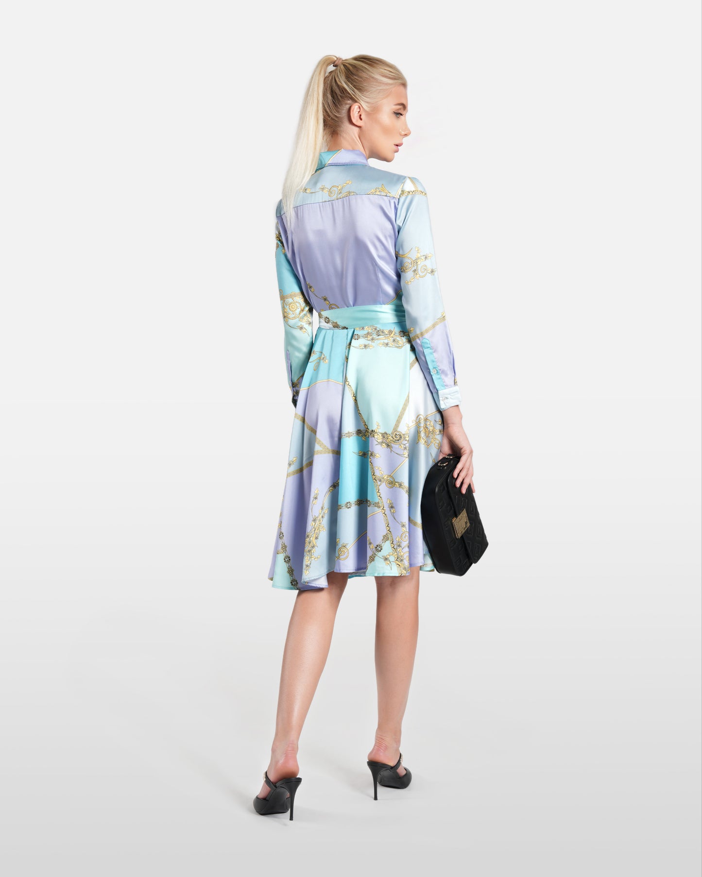 Multicolored Baroque Print Shirt Dress