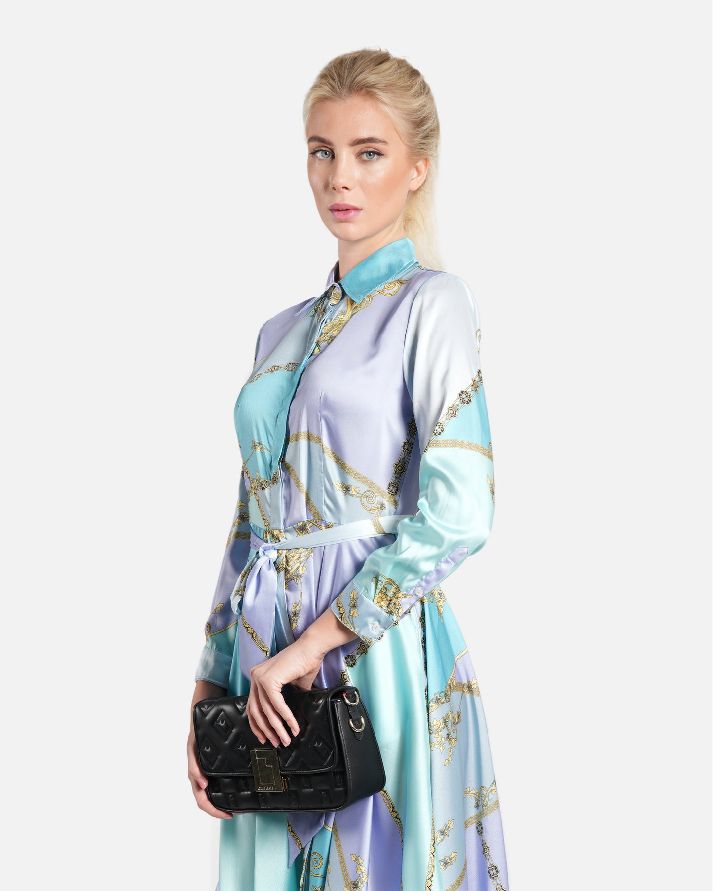 Multicolored Baroque Print Shirt Dress