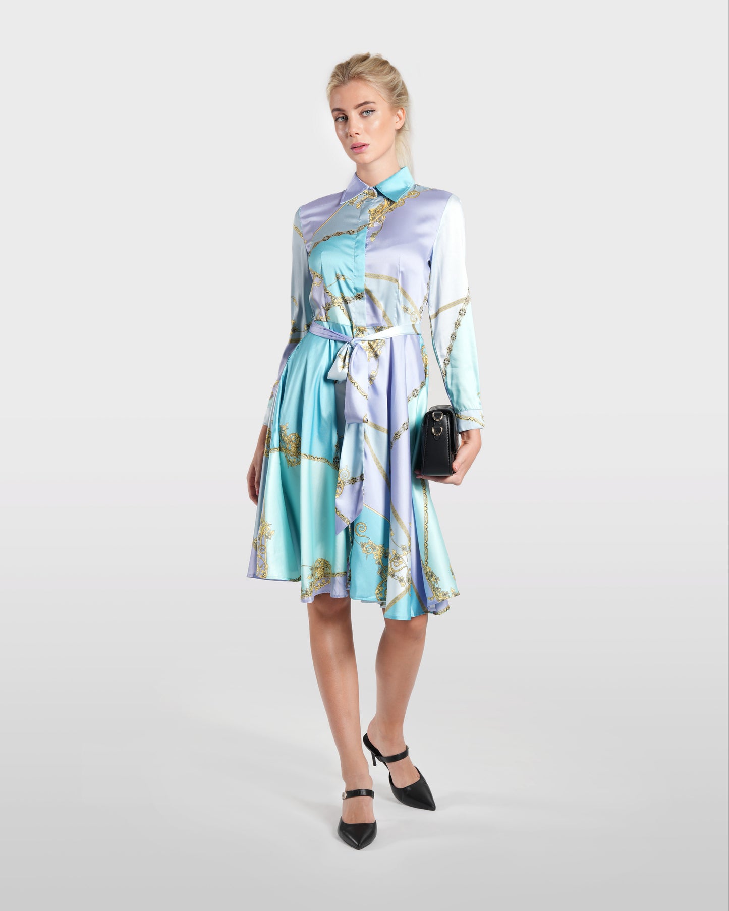 Multicolored Baroque Print Shirt Dress