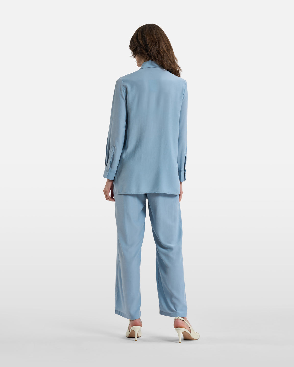 Powder Blue Pintuck Long-Sleeve Shirt