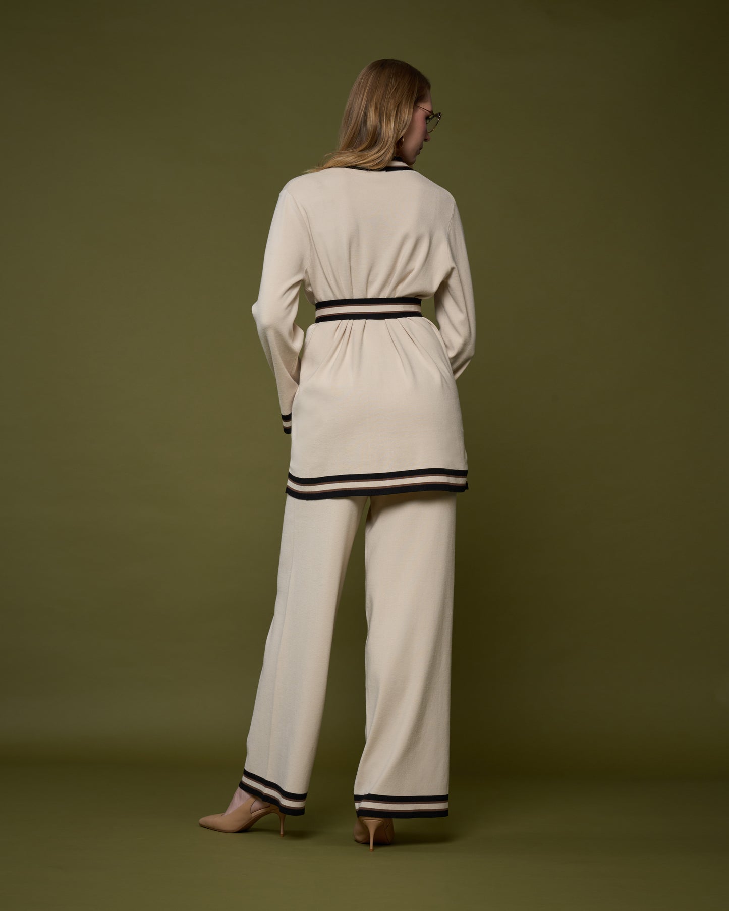 Contrasting Accents Knit Set