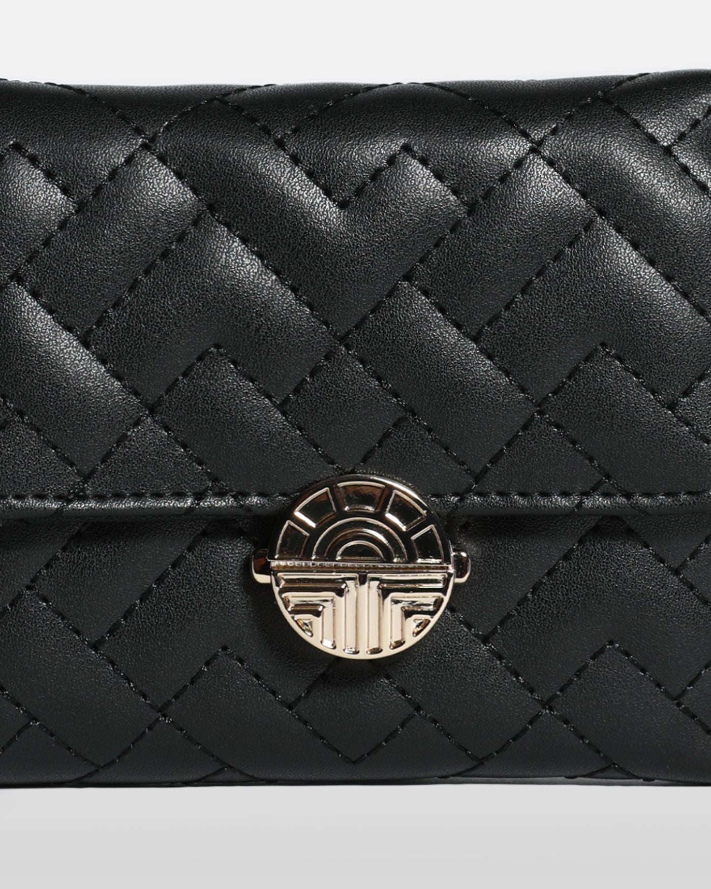 Metal Logo Detailed Quilted Wallet