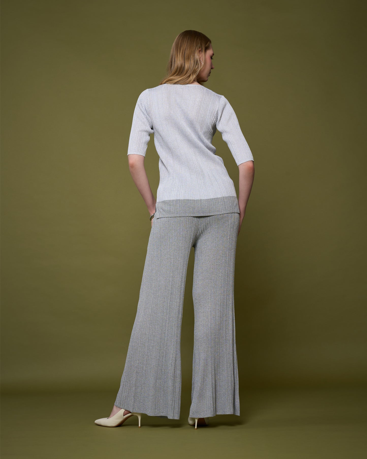 Two-Tone Ribbed Knit Top