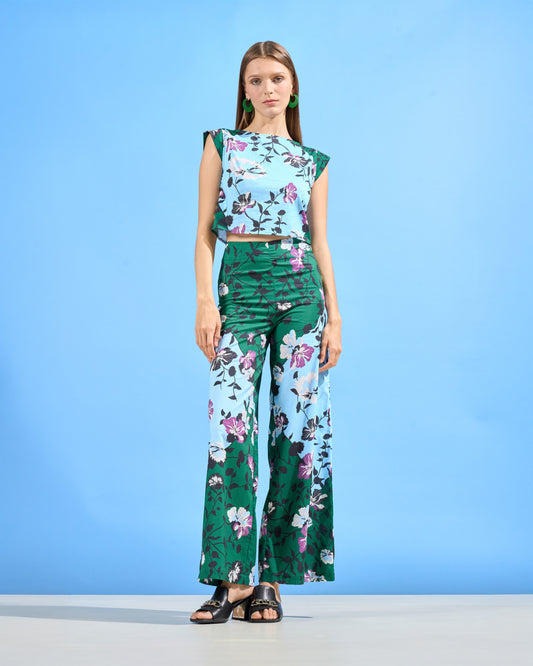 Contrast Floral Sleeveless Crop Top
