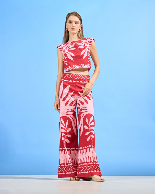 Graphic Botanical Print Crop Top