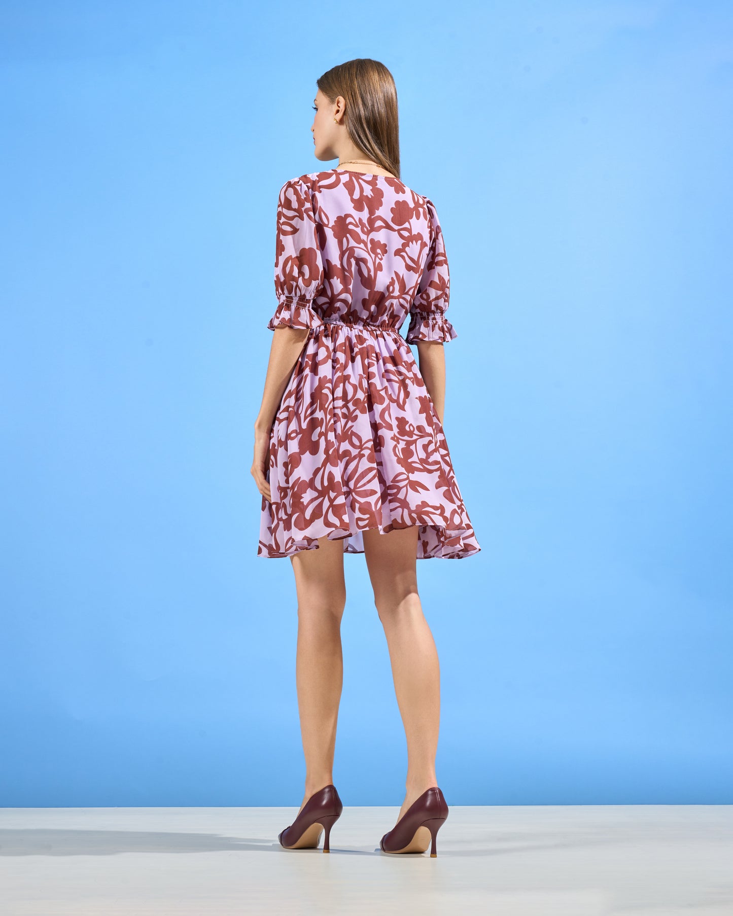 Floral Puff Sleeve Mini Dress