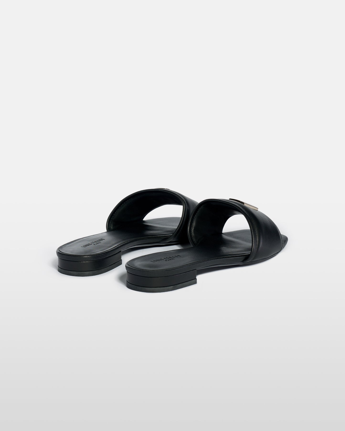 Metal Emblem Leather Sandals