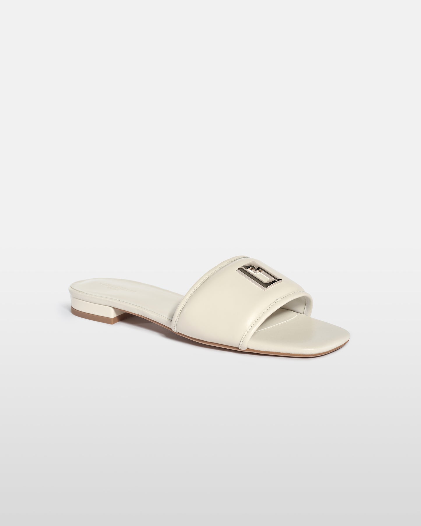 Metal Emblem Leather Sandals