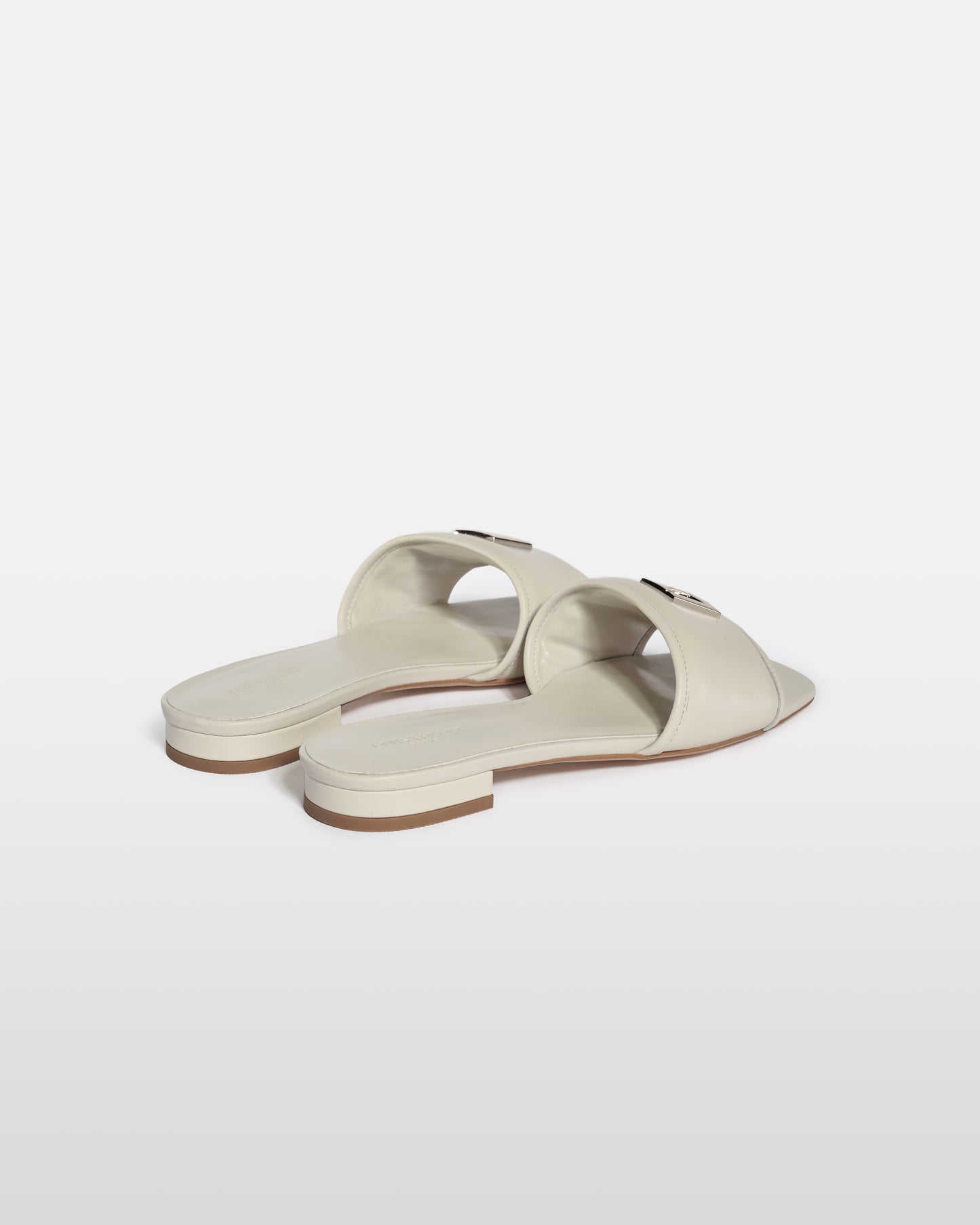 Metal Emblem Leather Sandals