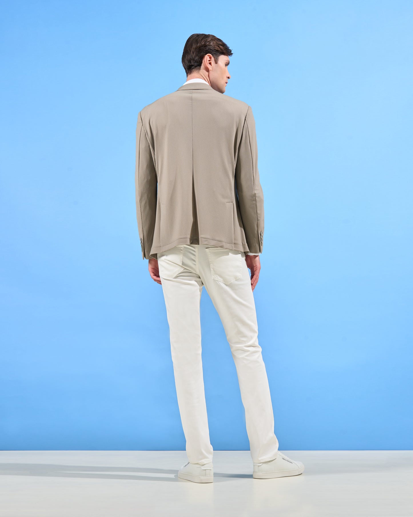 Beige Knit Mesh Suit Jacket
