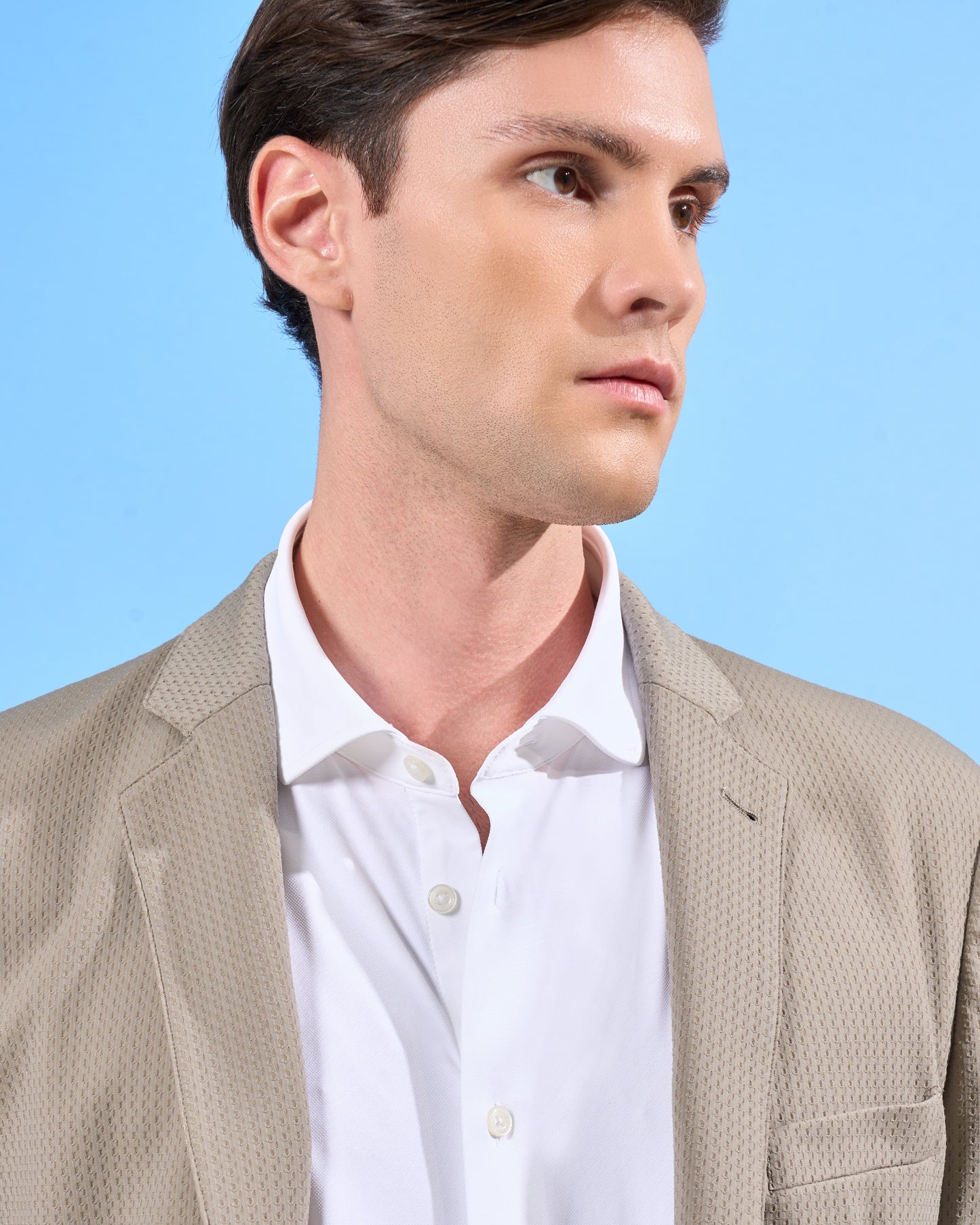 Beige Knit Mesh Suit Jacket