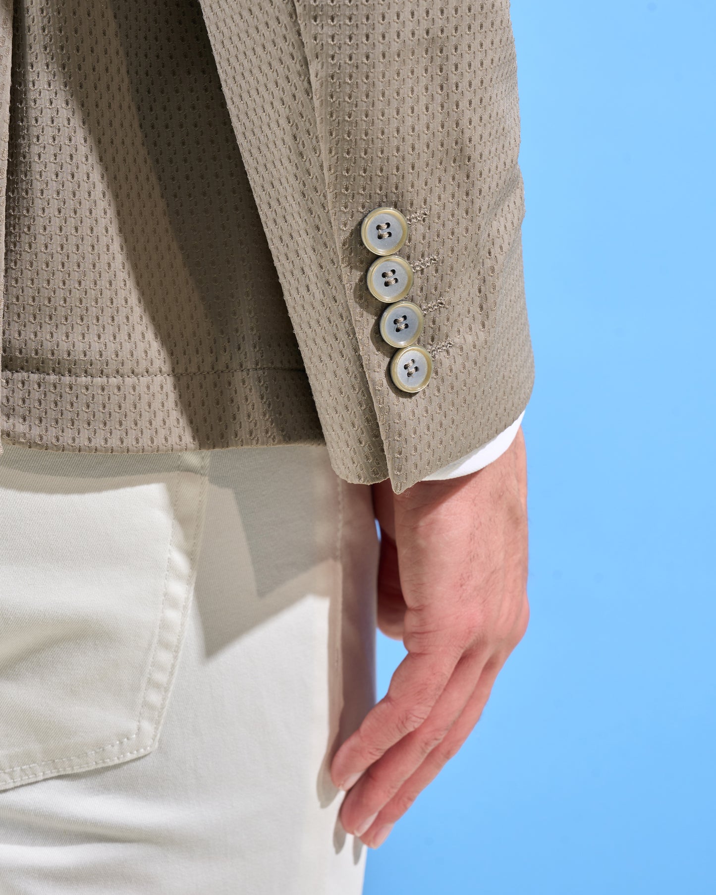 Beige Knit Mesh Suit Jacket