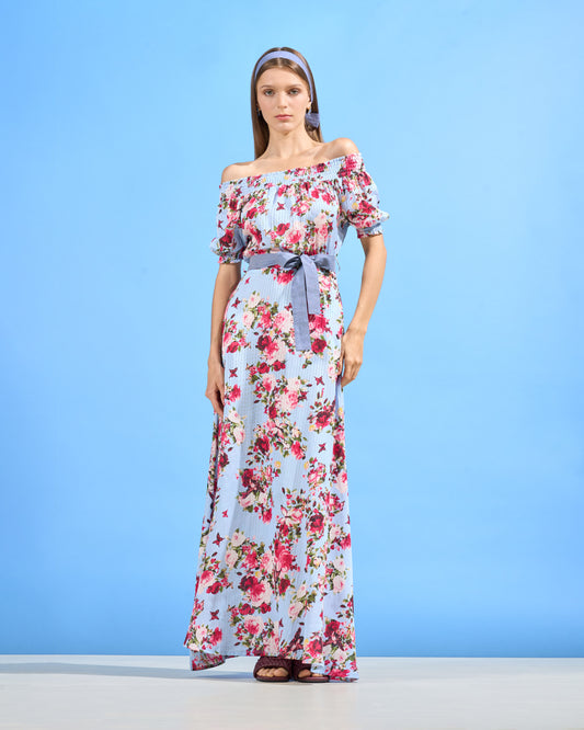 Off-Shoulder Floral Maxi Dress