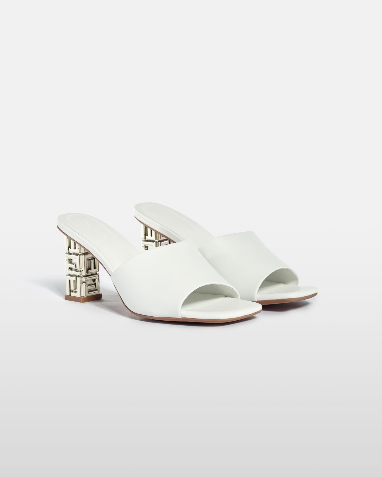 Gold Sculpted Heel Mules