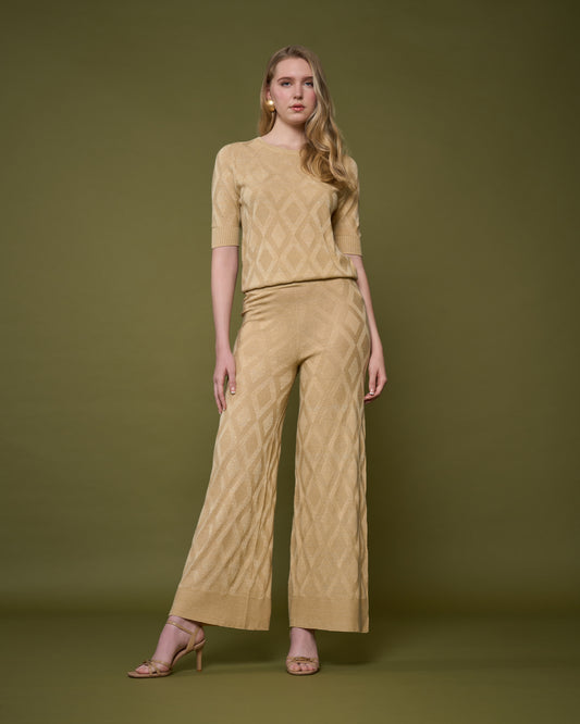 Diamond Patterned Knit Trouser