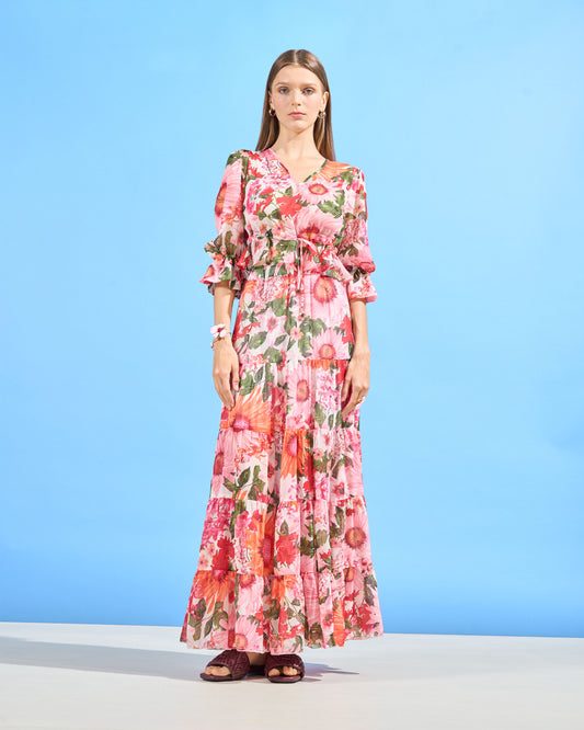 Floral Chiffon Maxi Skirt