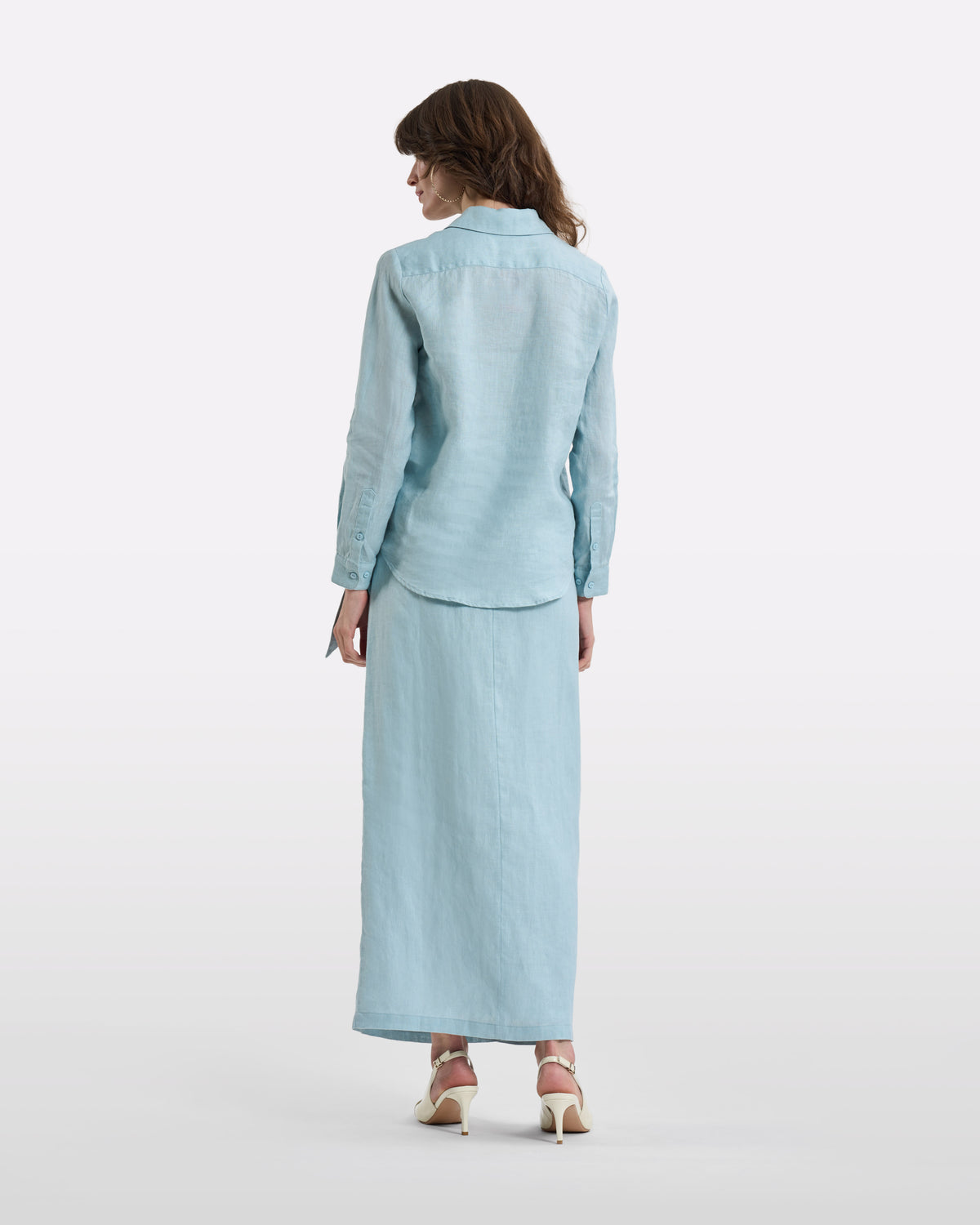 Sky Blue Linen Long-Sleeve Shirt