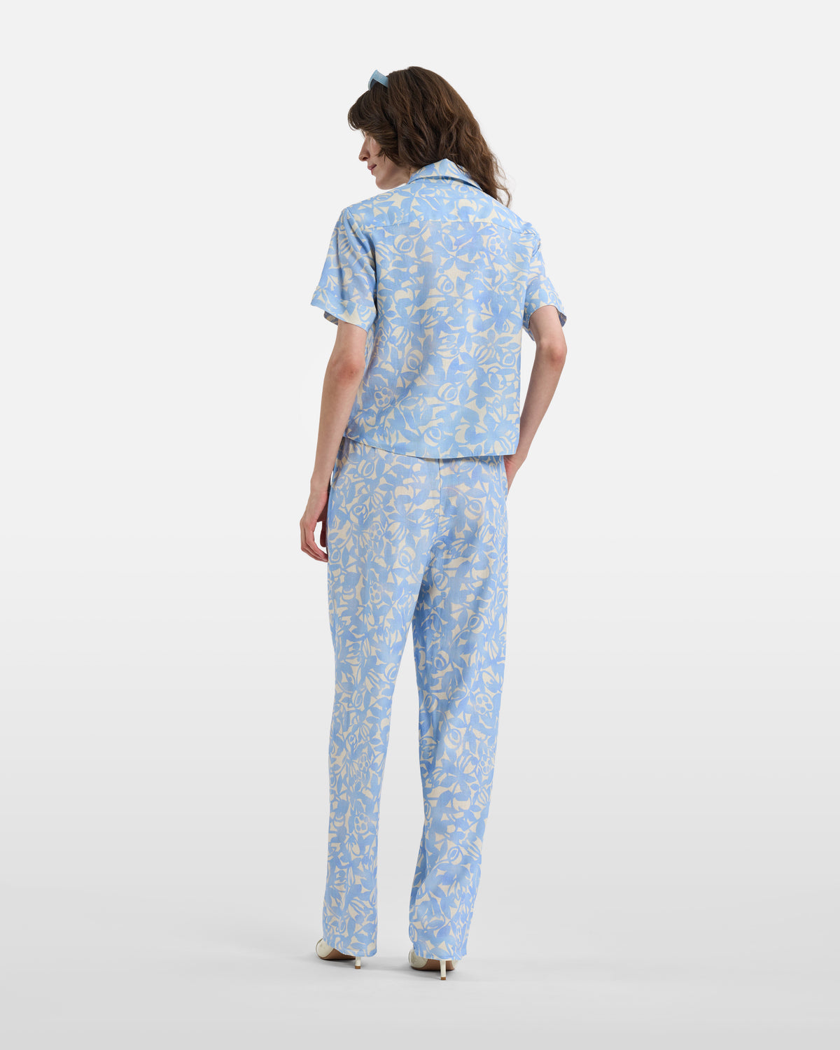 Sky Blue Floral Short-Sleeve Shirt
