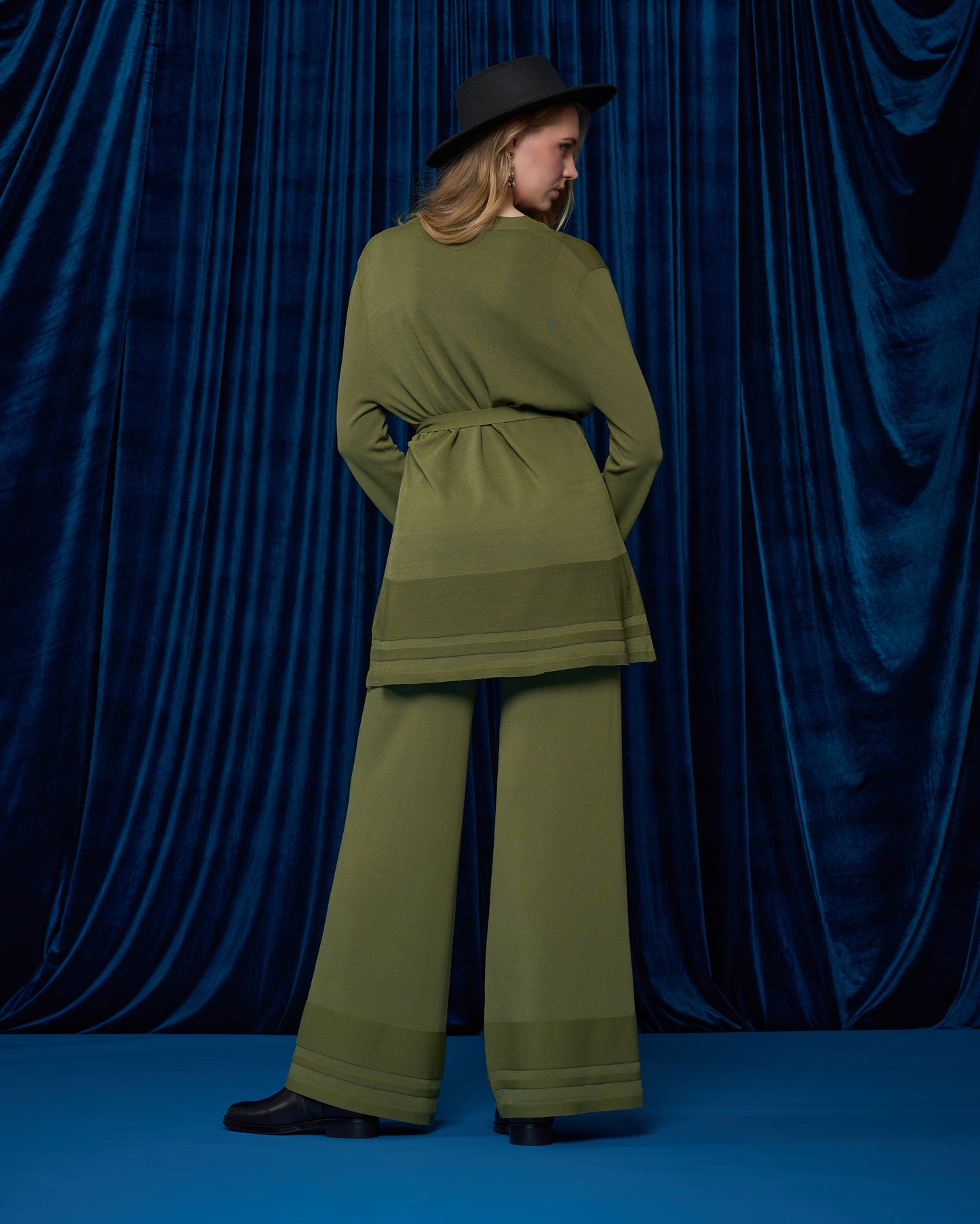 Olive Belted Knit Cardigan