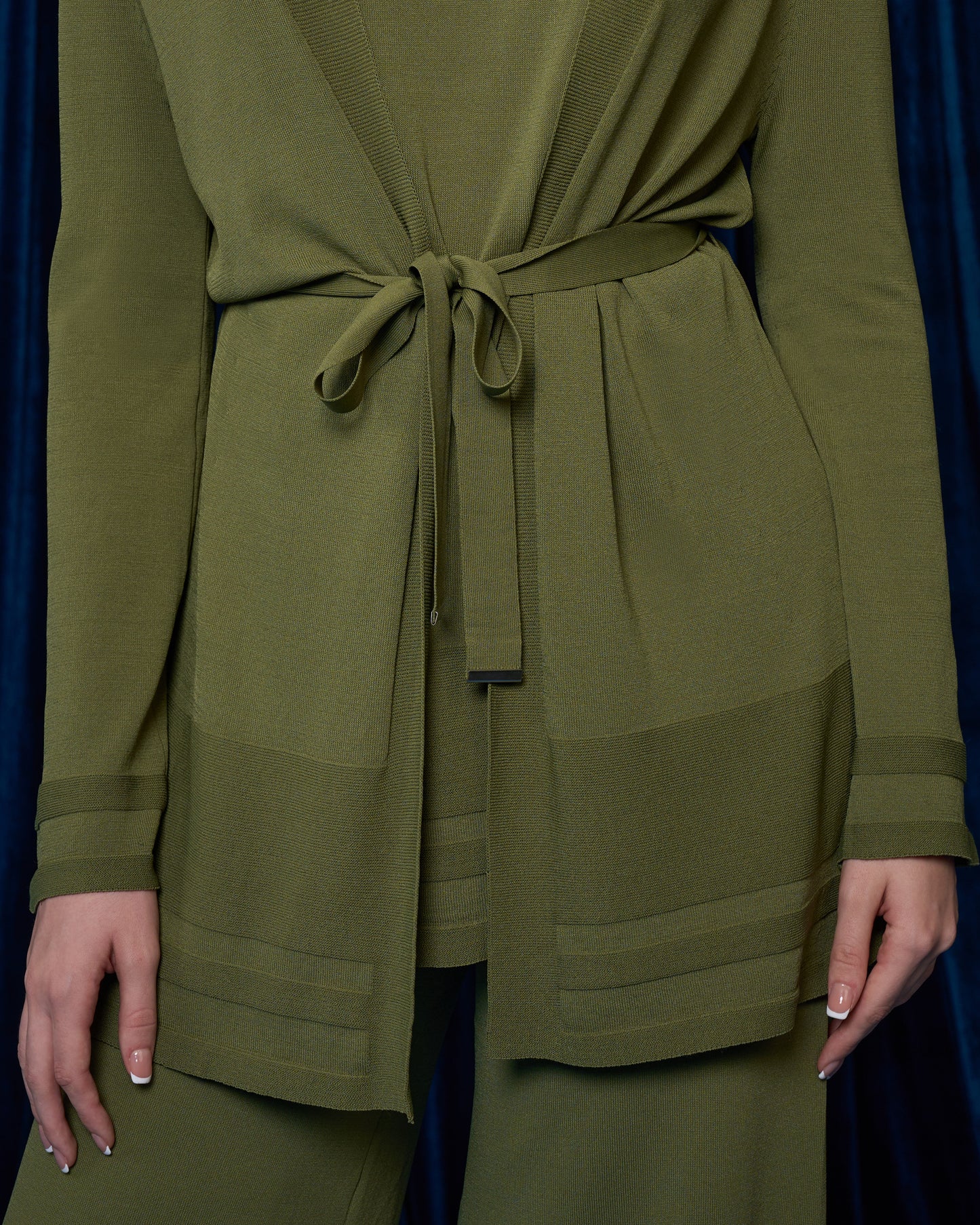 Olive Belted Knit Cardigan
