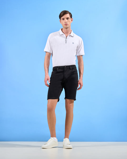 Sleek Black Denim Shorts