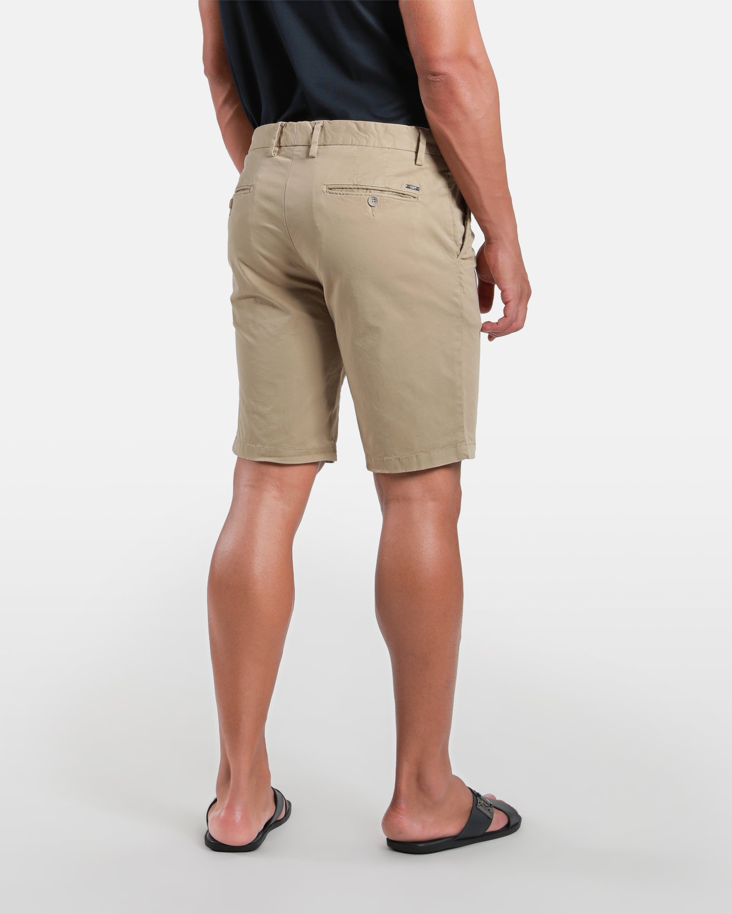 Slim Stretch Beige Bermuda Shorts