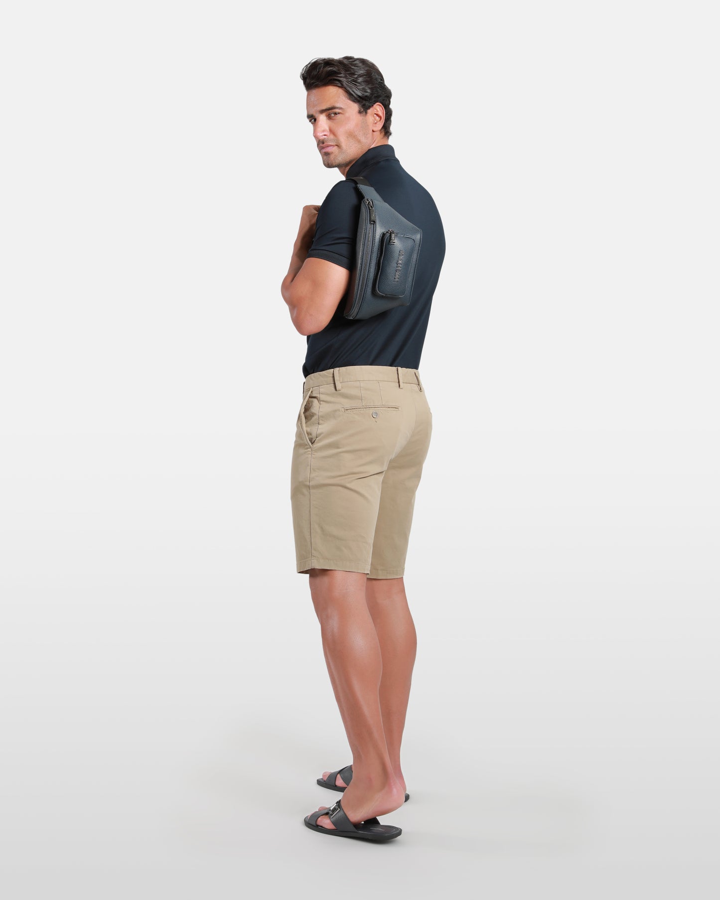 Slim Stretch Beige Bermuda Shorts