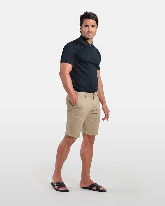 Slim Stretch Beige Bermuda Shorts