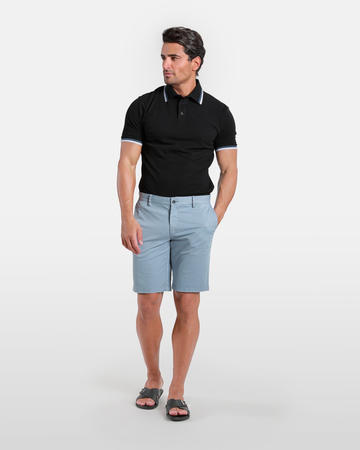 Slim Stretch Blue Bermuda Shorts
