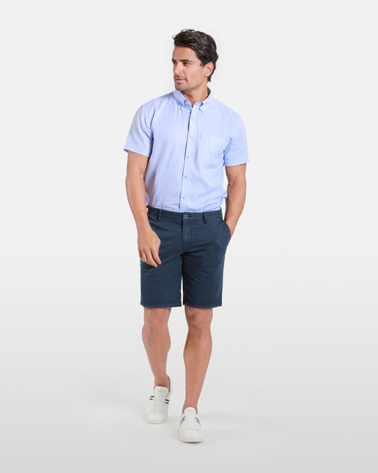 Slim Stretch Navy Blue Bermuda Shorts