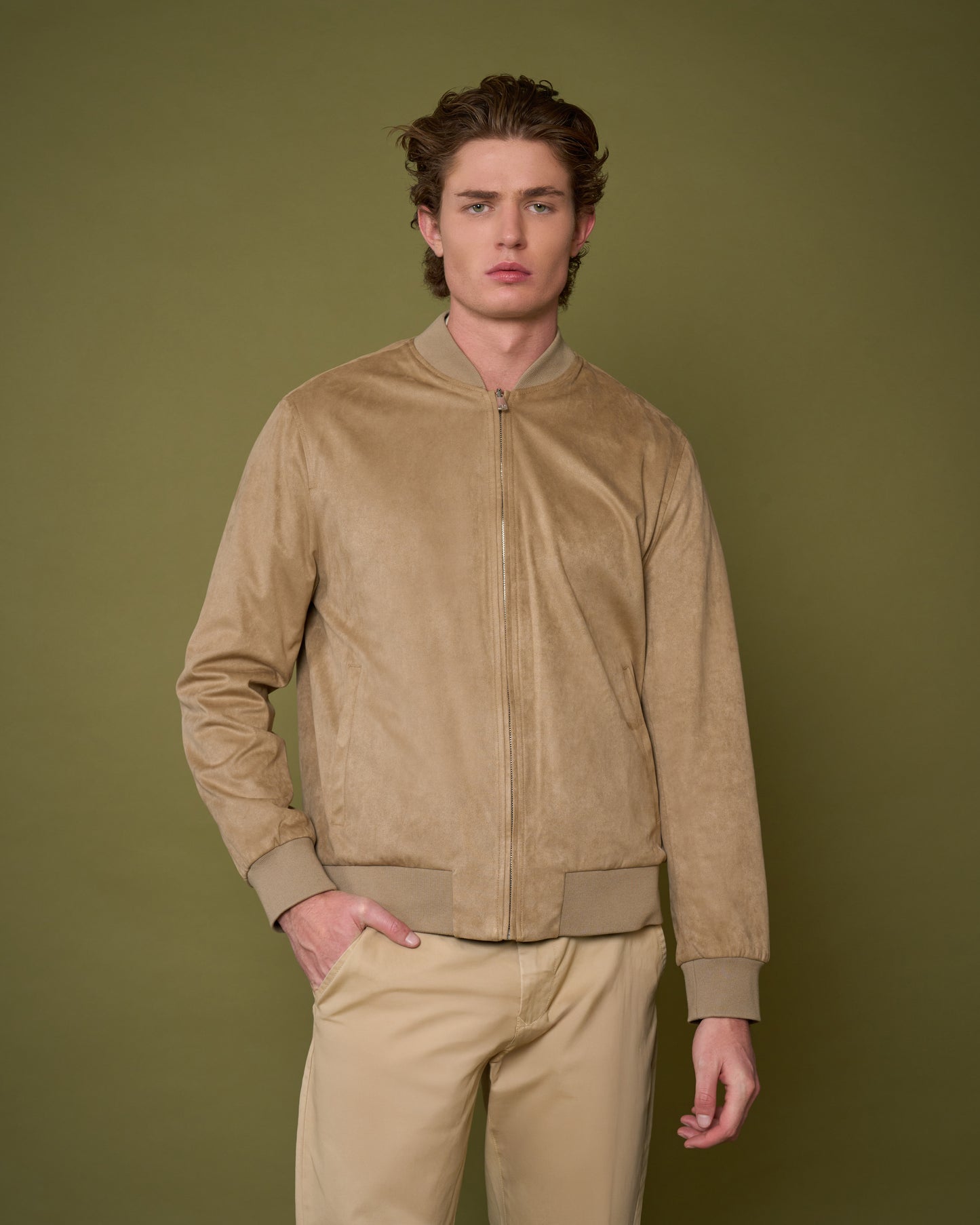 Reversible Suede-Finish Bomber Jacket