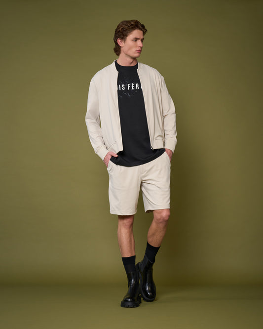 Beige Classic Bomber Jacket