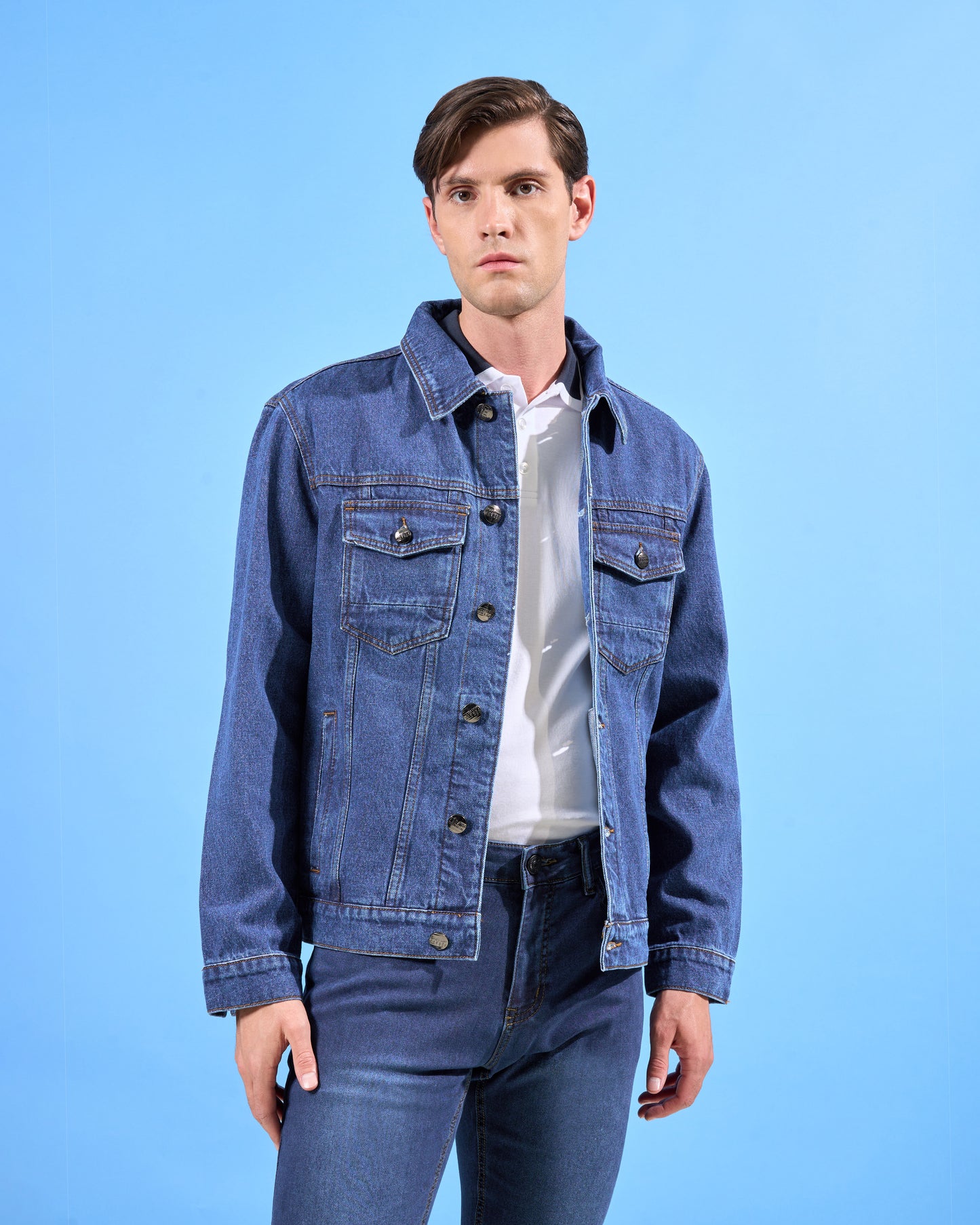 Classic Solid Tone Denim Jacket