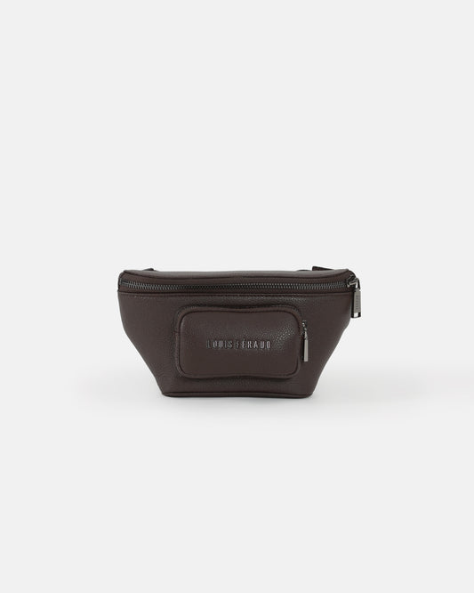 Logo Embellished Leather Belt Bag
