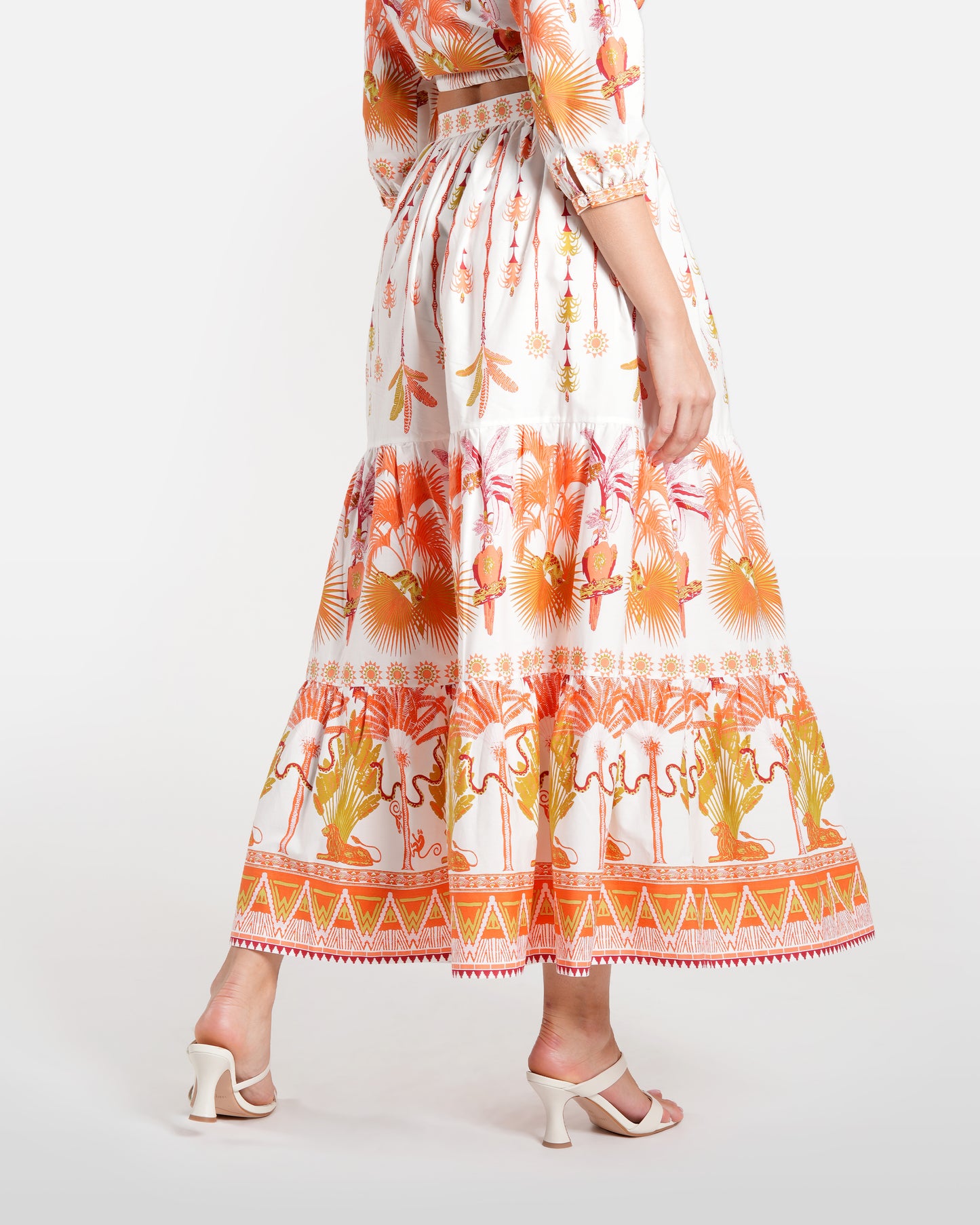 Bohemian Print Tiered Maxi Skirt