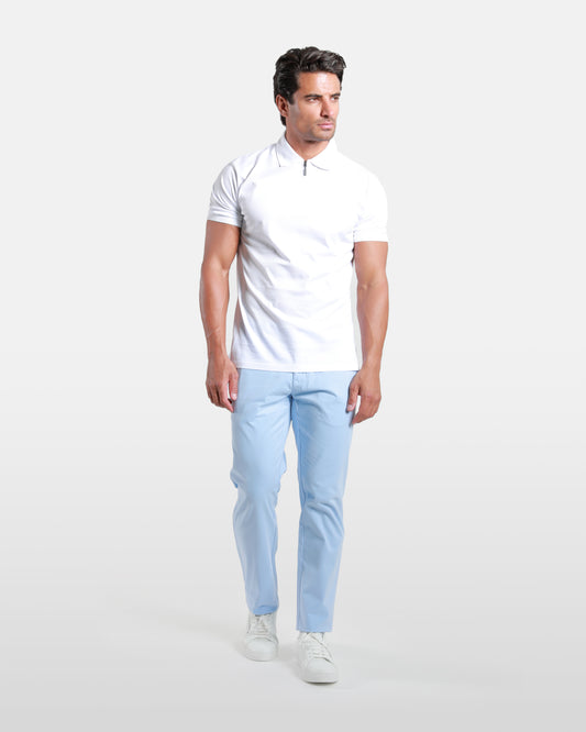 Zipped Collar Cotton Polo Shirt