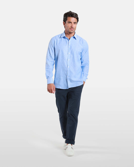 Classic Linen-Blend Long Sleeved Shirt
